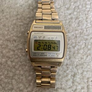 Rare vintage Gold tone Seiko A159-4039 digital alarm chronograph men’s watch